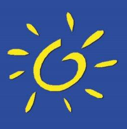 Das Logo der Senioren- und Therapiezentrum Haus Havelblick GmbH zeigt ein blaues Quadrat mit einer gelben Sonne darin.