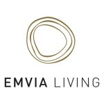 Vorschau von Das Logo der EMVIA Living GmbH zeigt 3 Kreise in hellem Braun und darunter EMVIA LIVING.