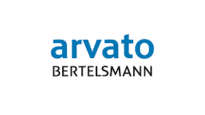 Das Logo arvato Financial Solutions in Blau. Darunter steht Bertelsmann.