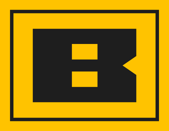 Das Logo von Berger Bau SE zeigt ein schwarzes B auf gelbem Grund.