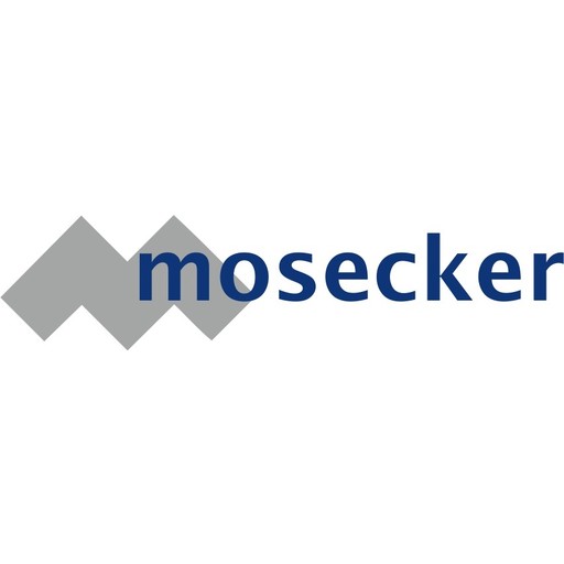 Das Logo der Mosecker GmbH & Co. KG zeigt einen weißen Hintergrund. In der Mitte steht der Firmenname mosecker in blauer Schriftfarbe. Dahinter befindet sich ein graues M. Das Logo dient unterstützend der Veranschaulichung/ Präsentation des Unternehmens auf der Anbieterseite alle-ausbildungsstellen.de für Ausbildungsstellen.